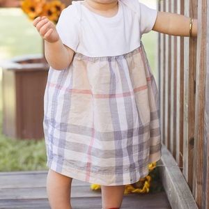 Burberry baby cherry short sleeved checked dress